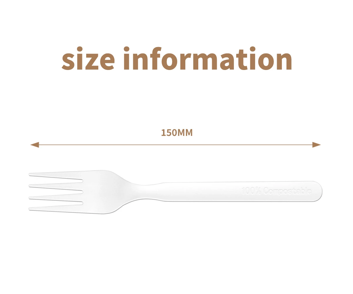 Compostable fork sizes 1
